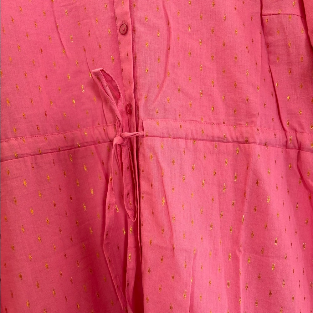 NWOT Emerson Fry India Collection Lucy Dress Pink Gold Lurex | Size L | Like New - Picture 8 of 9